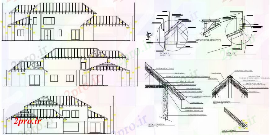 دانلود نقشه جزئیات ساخت و ساز جزئیات ساخت و ساز سقف خانه اقامت (کد104165)