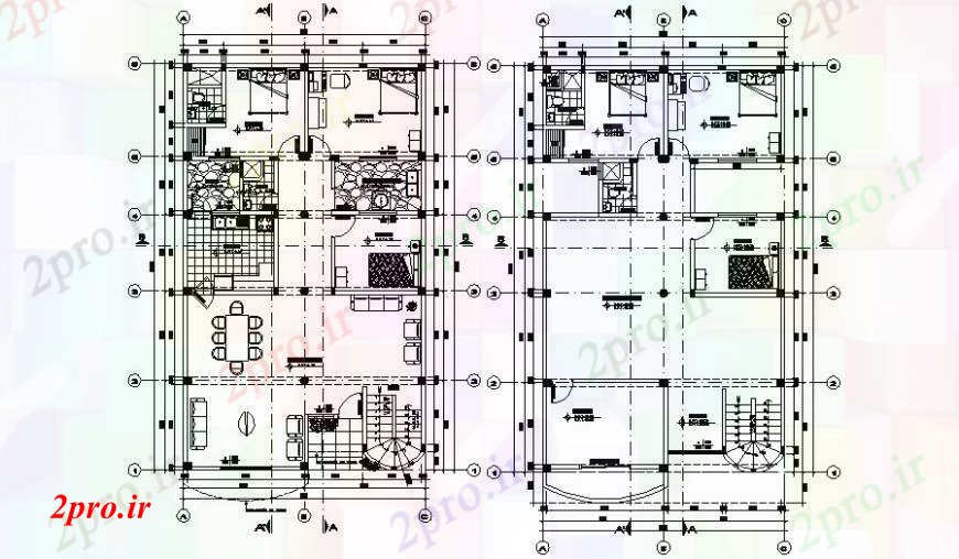 دانلود نقشه مسکونی ، ویلایی ، آپارتمان طراحی جزئیات از خانه دو بعدی کف طراحی 9 در 17 متر (کد104171)