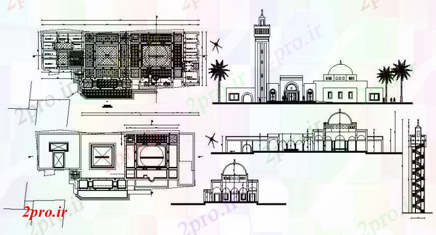 دانلود نقشه کلیسا - معبد - مکان مذهبی جزئیاتطراحی های مسجد ساخت واحدهای 21 در 53 متر (کد104201)