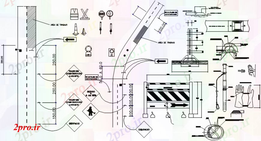 دانلود نقشه بلوک ، آرام ، نماد نشانه پل های متعدد و علامت طراحی جزئیات  (کد104228)