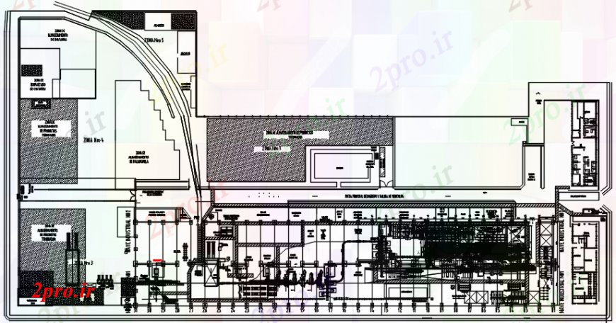 دانلود نقشه کارخانه صنعتی ، کارگاه کارخانه فولاد طرحی توزیع گیاهی طرح 15 در 30 متر (کد104232)