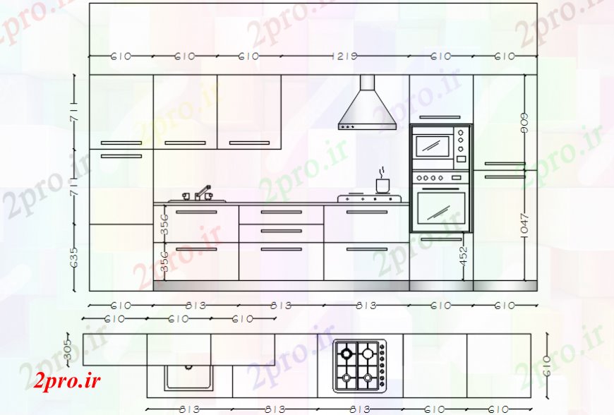 دانلود نقشه آشپزخانه بخش آشپزخانه با مبلمان  (کد104246)