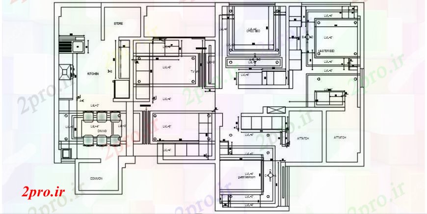 دانلود نقشه مسکونی ، ویلایی ، آپارتمان خانه های تک خانواده توزیع عمومی طرحی های 23 در 34 متر (کد104258)