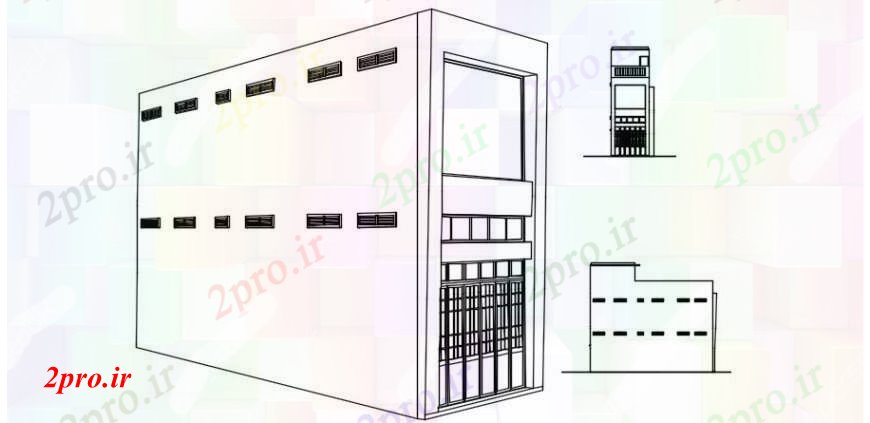 دانلود نقشه مسکونی  ، ویلایی ، آپارتمان  دو طبقه خانه نما ایزومتریک و نما طرفه طراحی جزئیات  (کد104285)