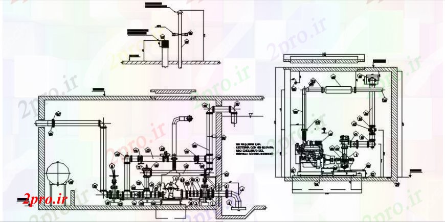 دانلود نقشه جزئیات لوله کشی بخش اتاق پمپ، طرحی و ساختار لوله کشی  (کد104289)