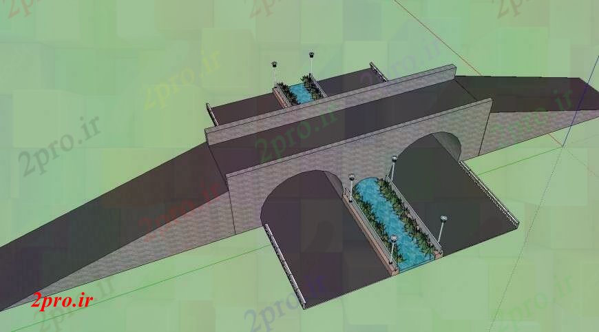 دانلود نقشه جزئیات ساخت پل مدل تریدی از پل بر  طراحی SKP (کد104341)