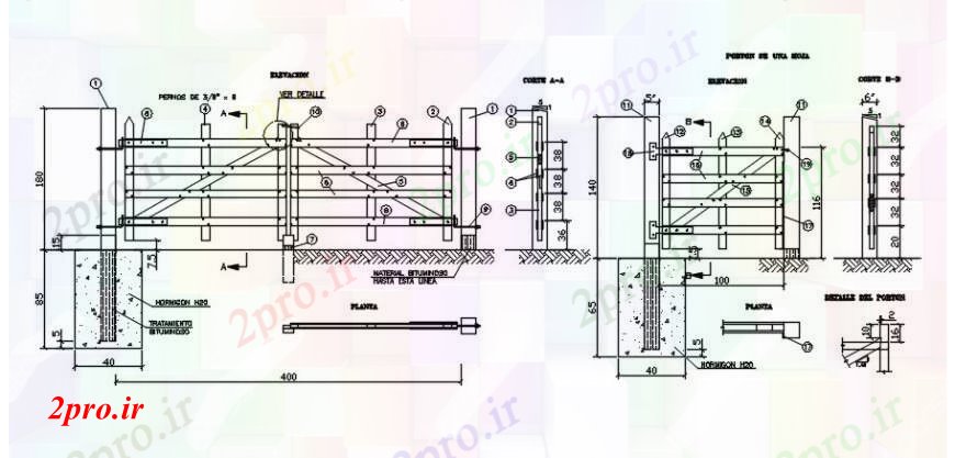 دانلود نقشه طراحی جزئیات ساختار ماسفت دو چوبی و بخش حصار و نصب و راه اندازی جزئیات (کد104346)