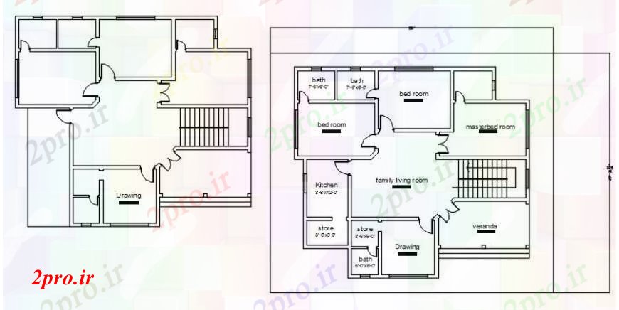 دانلود نقشه مسکونی  ، ویلایی ، آپارتمان  سه خوابه طراحی خانه دو بعدی  طراحی جزئیات  (کد104414)