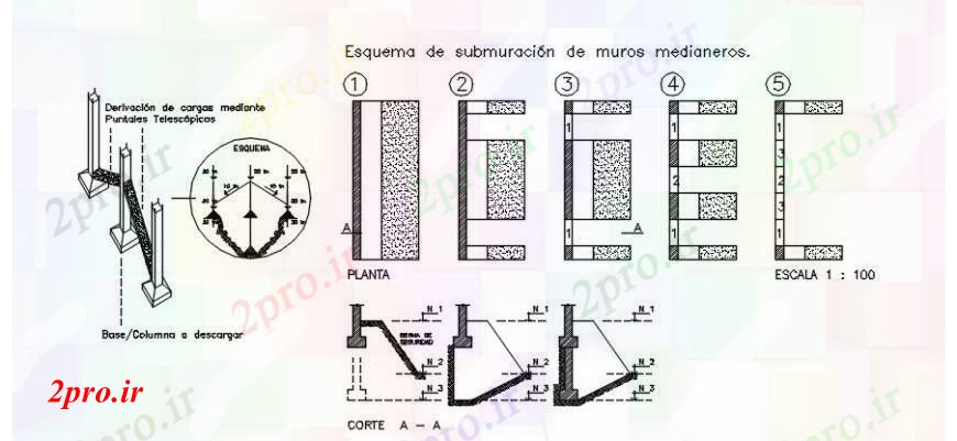 دانلود نقشه طراحی جزئیات ساختار زیر دیوار بخش و ساخت و ساز طراحی جزئیات  (کد104456)