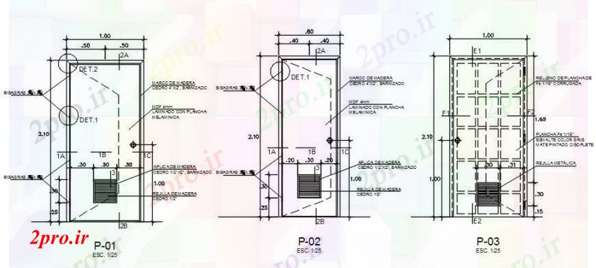 دانلود نقشه جزئیات طراحی در و پنجره  درب آشپزخانه و نما توالت و نصب و راه اندازی جزئیات (کد104473)