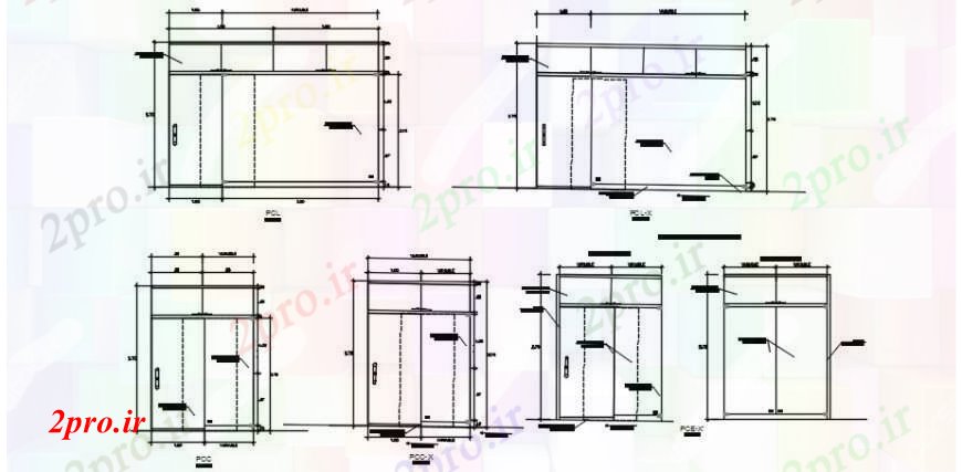 دانلود نقشه جزئیات طراحی در و پنجره  چند درب کشویی بلوک نما  (کد104482)