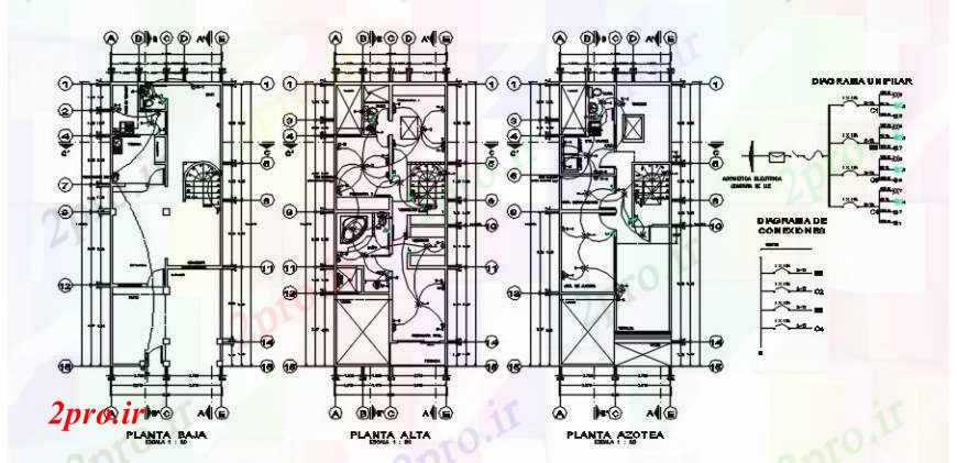 دانلود نقشه طراحی داخلی طراحی نصب و راه اندازی برق در نظر دو بعدی خانه اتوکد 5 در 14 متر (کد104494)
