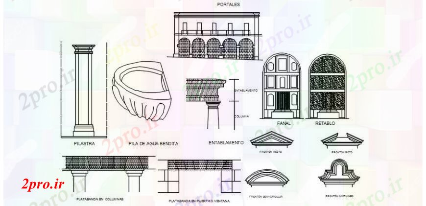 دانلود نقشه بلوک ، آرام ، نماد خلاق چندین بلوک داخلی میراث طراحی جزئیات  (کد104512)