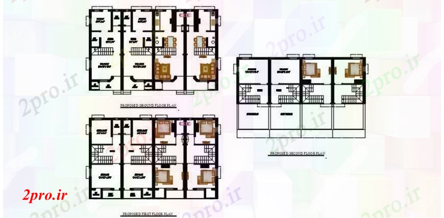 دانلود نقشه مسکونی  ، ویلایی ، آپارتمان  پیشنهادی برای اولین بار، زمین و دوم طرحی توزیع کف آپارتمان   ساخت و ساز (کد104528)