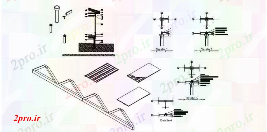 دانلود نقشه طراحی جزئیات ساختار بخش، سقف و ساختار جزئیات سازنده برای خانه های چوبی (کد104563)