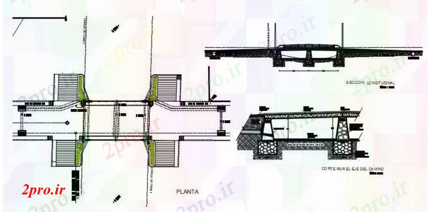 دانلود نقشه جزئیات ساخت پل طولی فضایی پل و بخش ستون و طرحی های (کد104564)