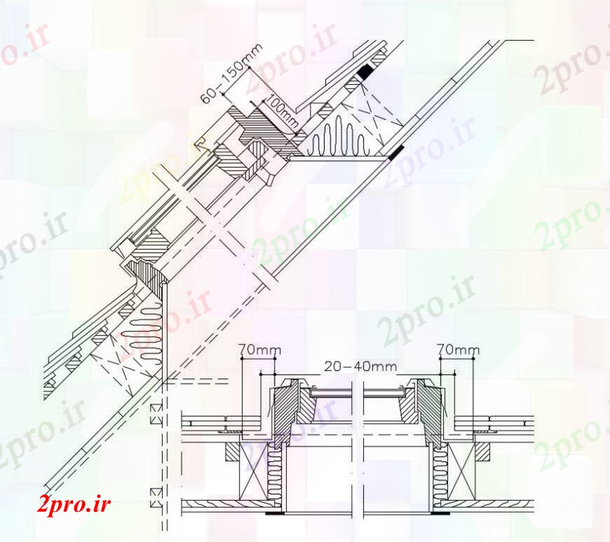 دانلود نقشه جزئیات طراحی در و پنجره  پنجره فریم veluxtipe و نصب و راه اندازی طراحی جزئیات  (کد104600)