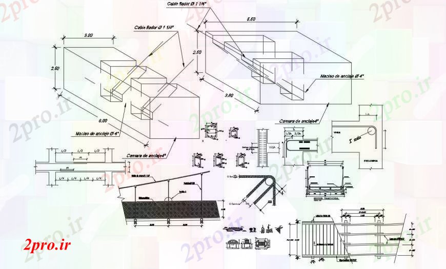 دانلود نقشه جزئیات ساخت پل حلق آویز پل بخش ایزومتریک و ساخت و ساز طراحی جزئیات  (کد104621)