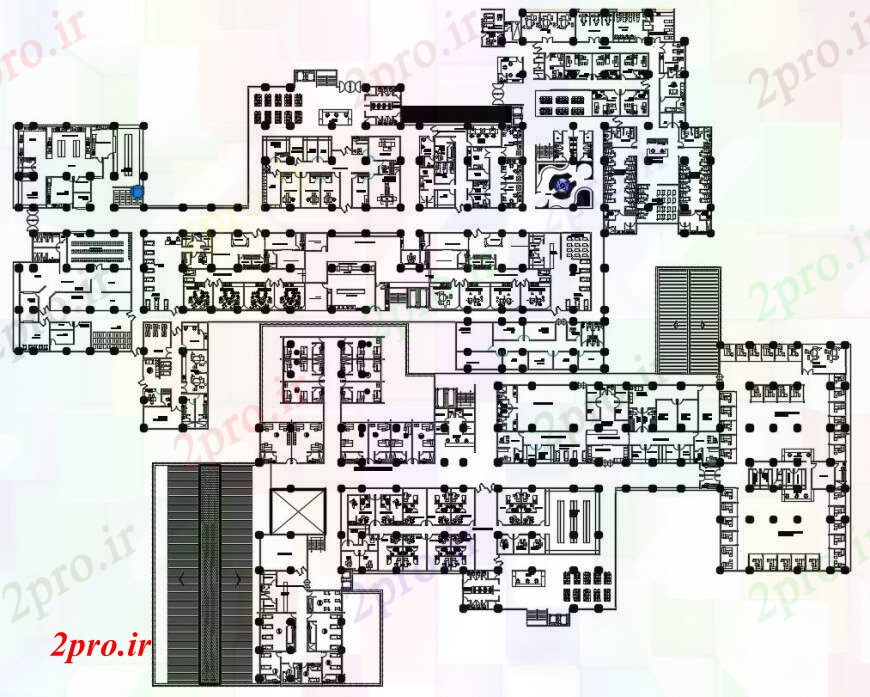 دانلود نقشه بیمارستان -  درمانگاه -  کلینیک بیمارستان منطقه ای طبقه اول طرح (کد104628)