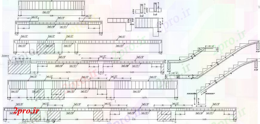 دانلود نقشه طراحی جزئیات ساختار پرتو ساختار برنامه و راه پله بخش طراحی جزئیات  (کد104642)