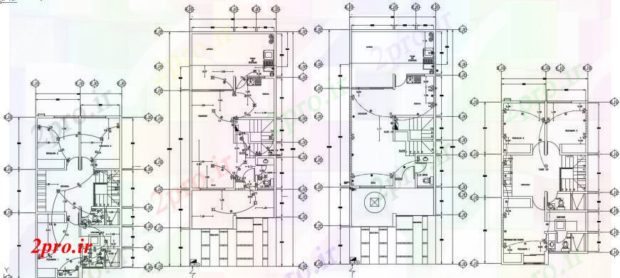 دانلود نقشه برق مسکونی نصب و راه اندازی برق جزئیات طراحی برای کف آپارتمان 6 در 17 متر (کد104656)