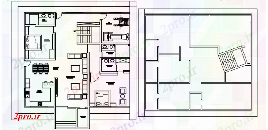 دانلود نقشه مسکونی  ، ویلایی ، آپارتمان  طرحی خانه بالای صفحه  مدرن دو بعدی   (کد104660)