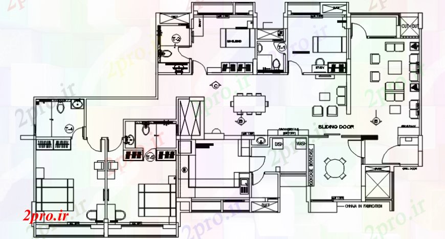 دانلود نقشه مسکونی  ، ویلایی ، آپارتمان  بزرگ فاصله خانه نمای بالای مفهوم مبلمان (کد104668)