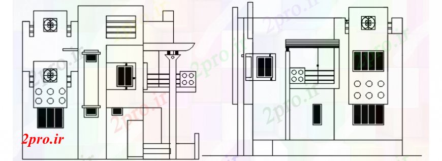 دانلود نقشه مسکونی  ، ویلایی ، آپارتمان  نماات بخشی از  دو بعدی  ویلا (کد104670)