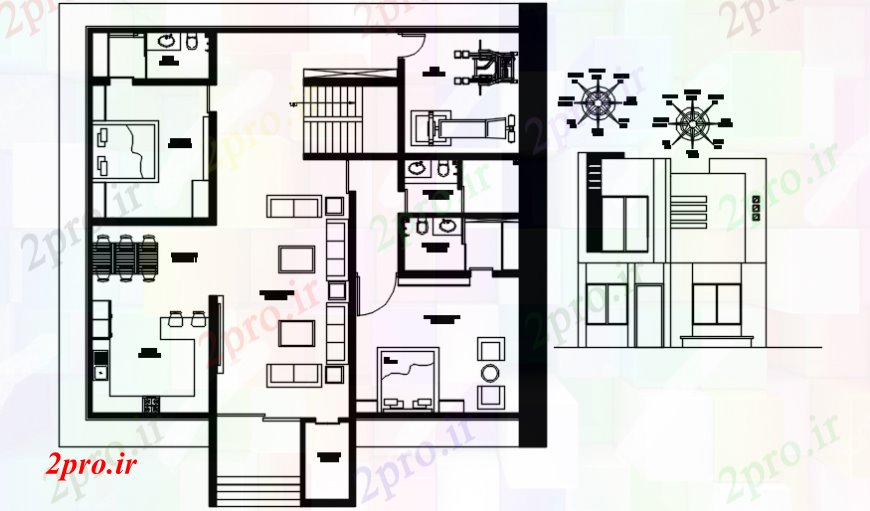 دانلود نقشه مسکونی  ، ویلایی ، آپارتمان  نما جلوی ویلا با طراحی آن (کد104671)