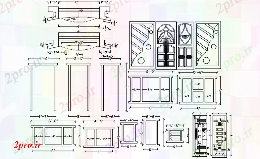 دانلود نقشه جزئیات طراحی در و پنجره  درب و پنجره جزئیات (کد104674)