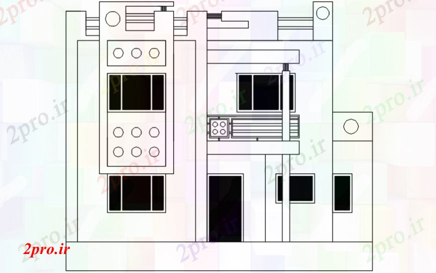 دانلود نقشه مسکونی  ، ویلایی ، آپارتمان  جزئیات ویلایی با  نما (کد104677)