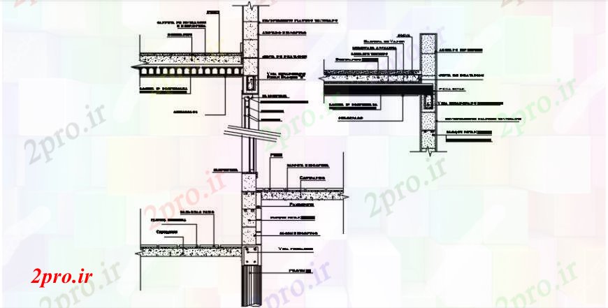 دانلود نقشه جزئیات ساخت و ساز   جزئیات ساخت و ساز از بخش های دیوار،   اتوکد (کد104682)