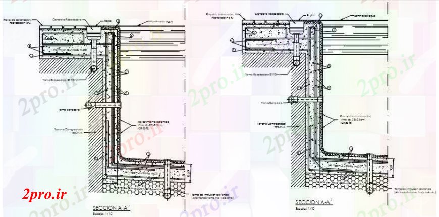 دانلود نقشه جزئیات ساخت و ساز واحد ساخت و ساز دو بعدی  جزئیات ساختار RCC   اتوکد (کد104684)