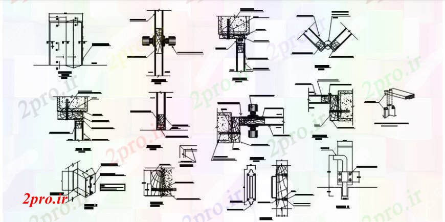 دانلود نقشه جزئیات طراحی در و پنجره  واحد درب نقشه های دو بعدی   نما و بخش  (کد104698)