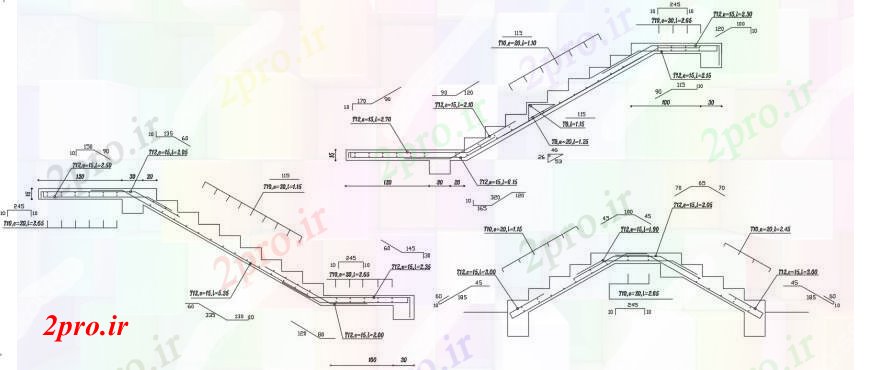 دانلود نقشه جزئیات پله و راه پله   راه پله از تمام طبقات برای بخش ساختمان ویلا و ساختار جزئیات (کد104727)