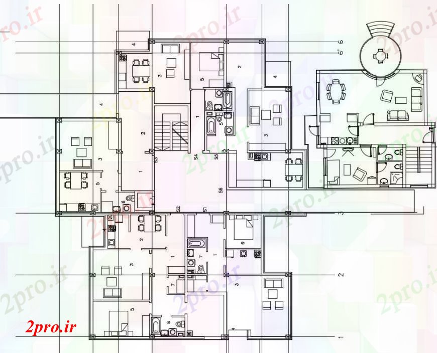 دانلود نقشه مسکونی  ، ویلایی ، آپارتمان  تجملات دو خوابه طراحی خانه با مبلمان طراحی جزئیات  (کد104734)