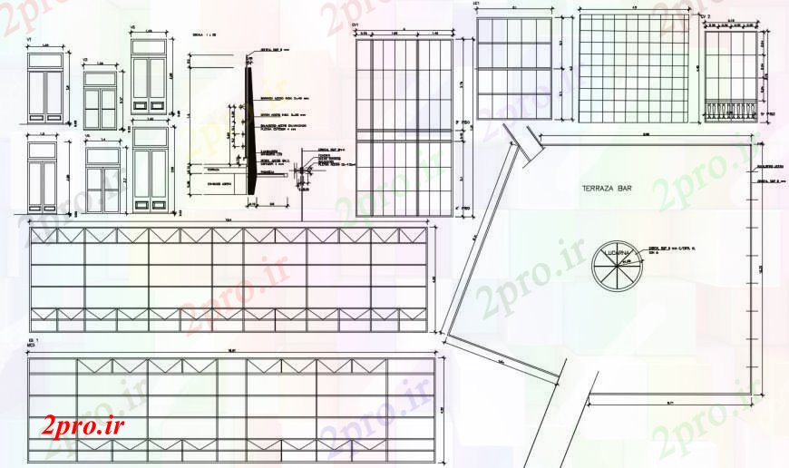 دانلود نقشه جزئیات طراحی در و پنجره  درب خانه نماات و نصب و راه اندازی با نرده  (کد104740)