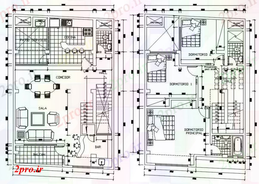 دانلود نقشه مسکونی  ، ویلایی ، آپارتمان  خانههای ویلایی اقامت مدرن   پروژه (کد104766)