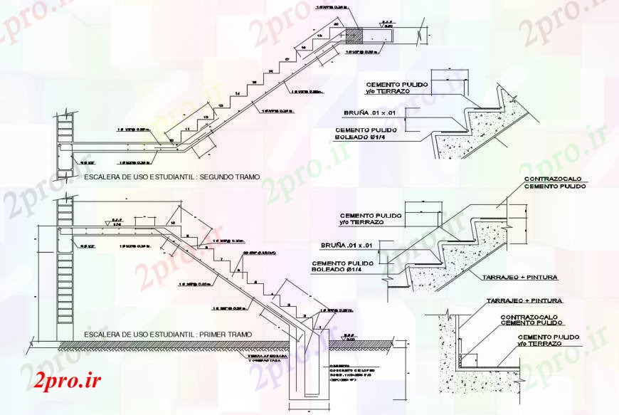 دانلود نقشه جزئیات پله و راه پله   راه پله از بخش خانه و ساختار سازنده جزئیات (کد104776)