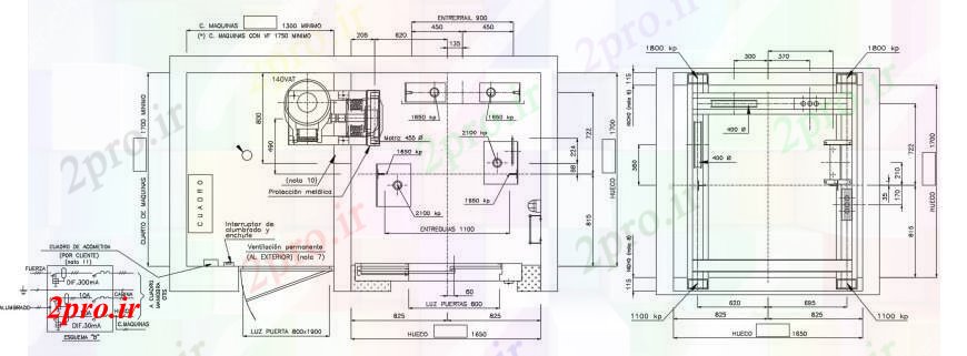 دانلود نقشه  جزئیات آسانسور و   طرحی اتاق موتور و نصب و راه اندازی  طراحی  (کد104787)