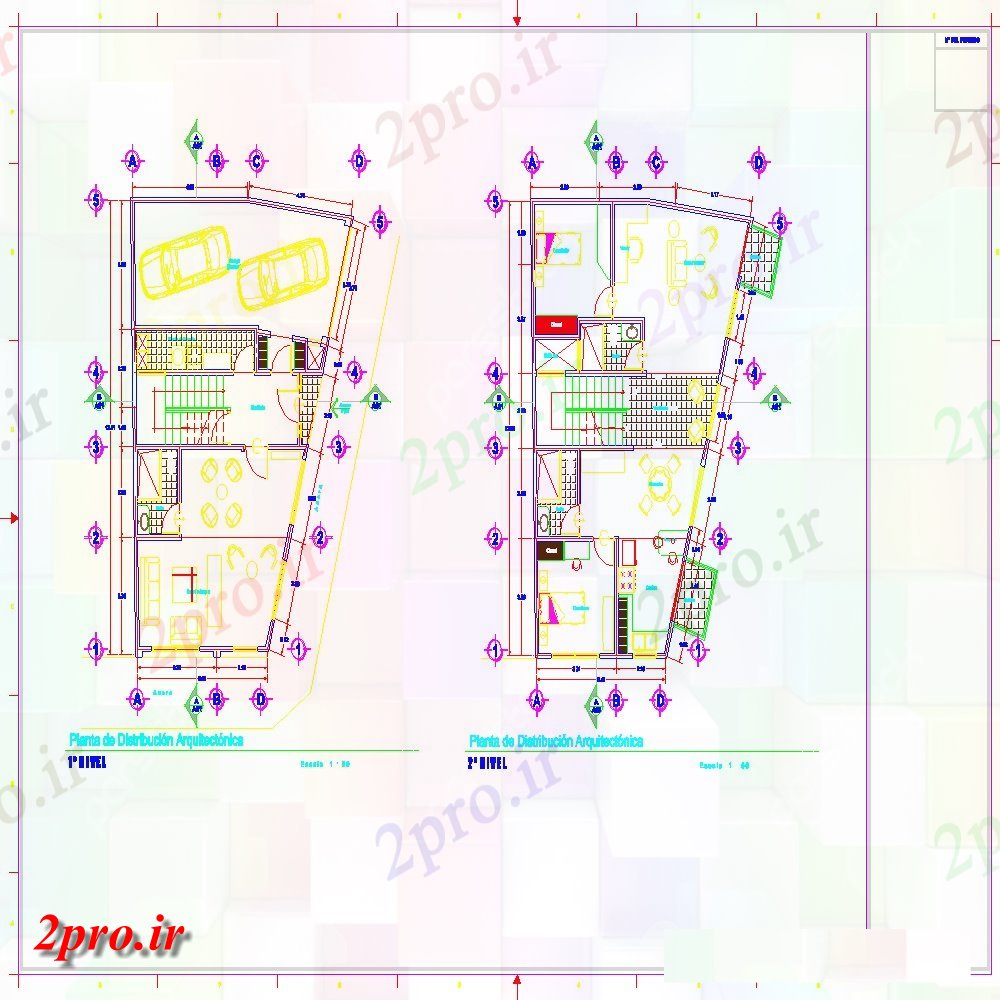 دانلود نقشه مسکونی  ، ویلایی ، آپارتمان   دو بعدی  رسم آپارتمان   سه سطح  اتوکد (کد104820)