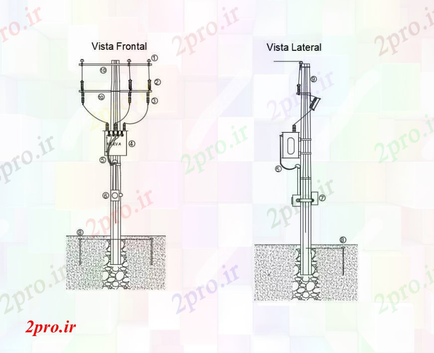 دانلود نقشه اتوماسیون و نقشه های برق ترانسفورماتور ایستگاه فرعی در بخش قطب و نصب و راه اندازی برق جزئیات (کد104843)