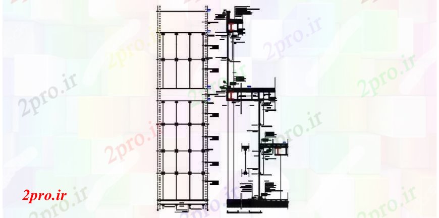 دانلود نقشه طراحی جزئیات ساختار بخش دیوار پرده و ساخت و ساز جزئیات (کد104846)