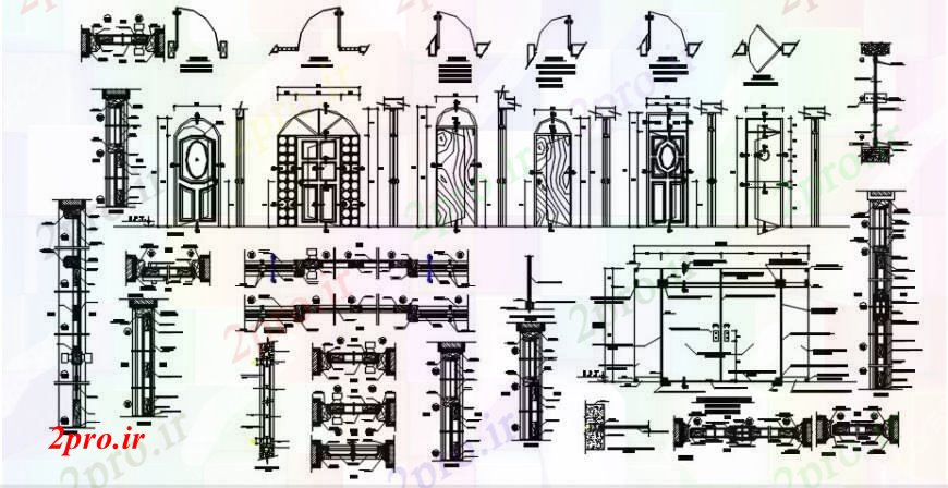 دانلود نقشه جزئیات طراحی در و پنجره  چوبی کلاسیک نما درب خانه و نصب و راه اندازی طراحی جزئیات (کد104856)