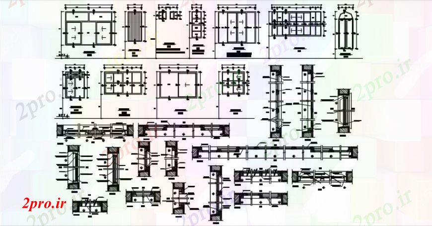 دانلود نقشه جزئیات طراحی در و پنجره  خانه پنجره های چوبی نما و طراحی نصب و راه اندازی جزئیات  (کد104858)