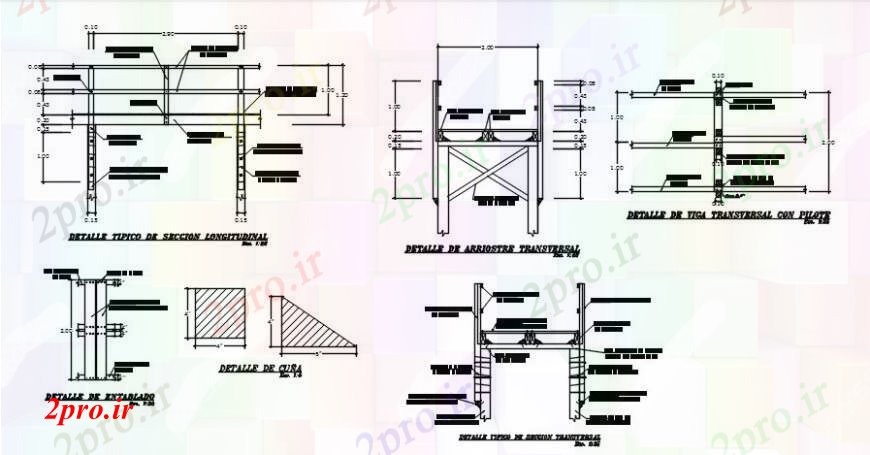 دانلود نقشه جزئیات ساخت پل چوبی بخش پل برش و ساختار های چوبی جزئیات (کد104886)