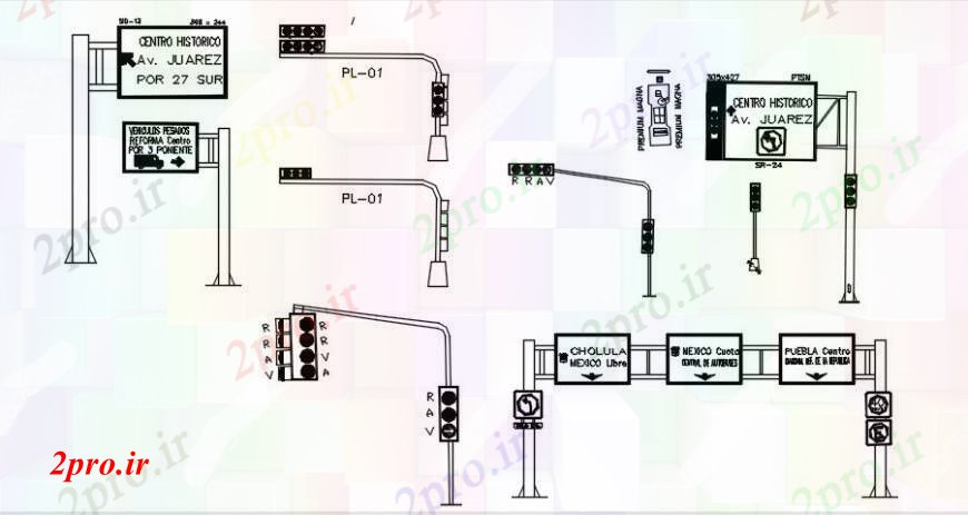 دانلود نقشه  ساختمان دولتی ، سازمانی  د طراحی از ترافیک سیگنال نقطه   خودرو (کد104892)