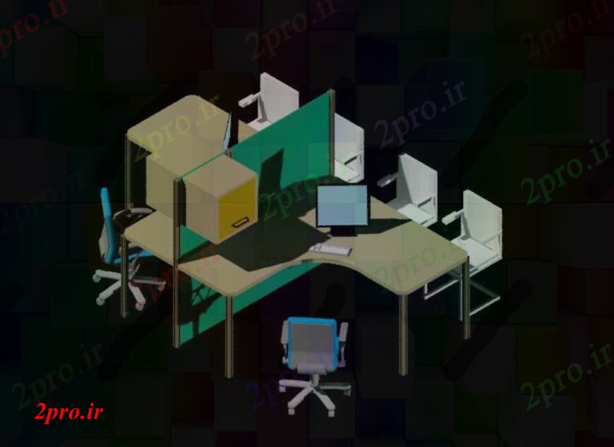 دانلود نقشه میز و صندلی ایستگاه کار تریدی  طراحی (کد104908)