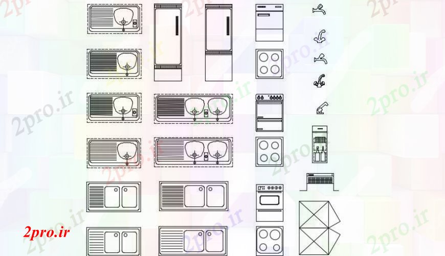 دانلود نقشه بلوک های بهداشتی آشپزخانه  بلوک  (کد104916)