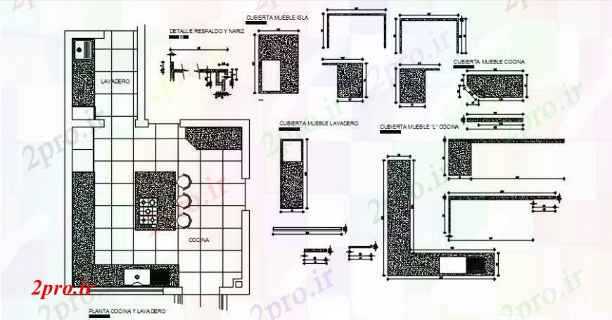 دانلود نقشه طراحی مبلمان آشپزخانه  د طراحی از آشپزخانه طرحی طبقه   خودرو (کد104926)